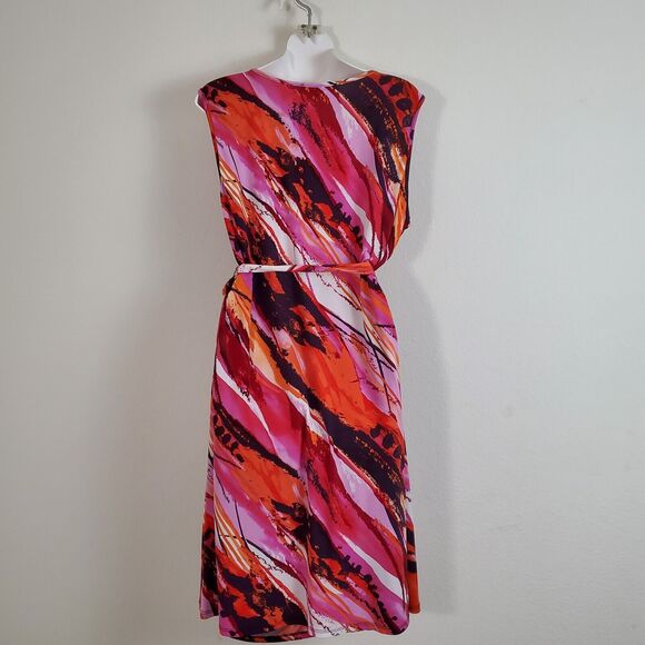 NY Collection Shift Dress XL Pink Abstract Print Colorful Artsy Maximalist - Picture 7 of 9